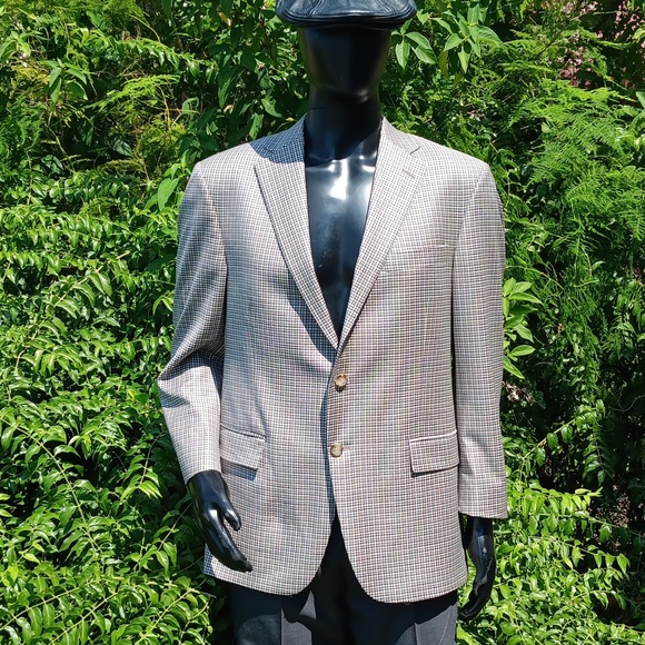 HART SCHAFFNER MARX for NATHAN'S (LAKELAND) MEN'S LUXURY CHEK/PLAID BLA ZER (US) - Picture 6 of 17